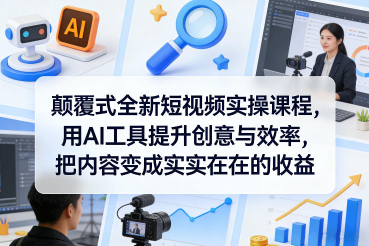 颠覆式全新短视频实操课程，用AI工具提升创意与效率，把内容变成实实在在的收益-白蛇网赚