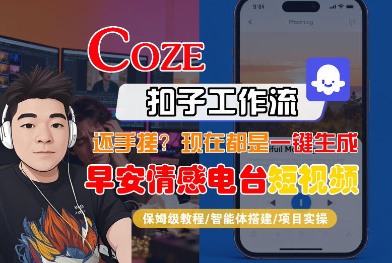 【Coze工作流搭建实操教程】【coze】早安情感电台日签视频还在手动做？用扣子工作流自动生成，省时90%网赚项目-副业赚钱-互联网创业-资源整合歪妹网赚
