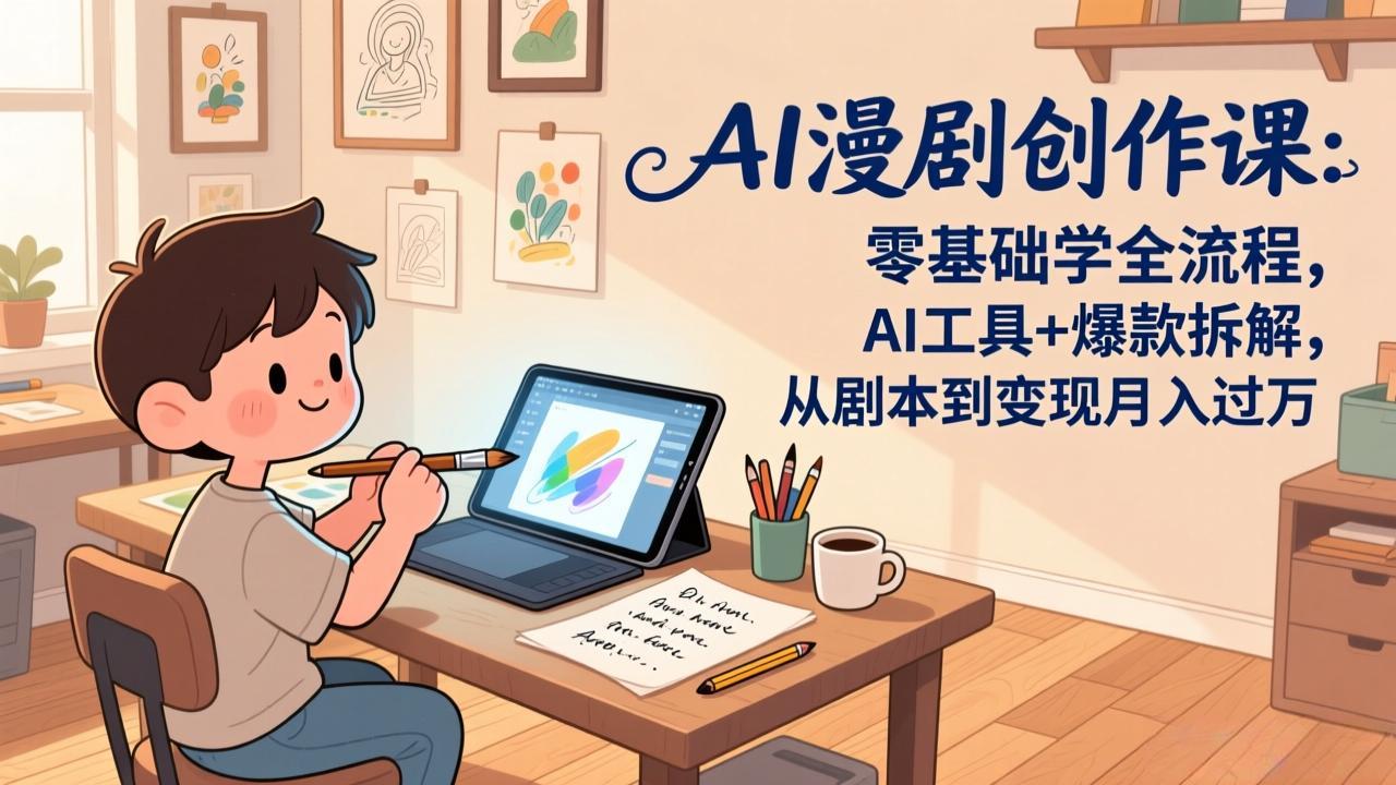 AI漫剧创作课：零基础学全流程，AI工具+爆款拆解，从剧本到变现月入过万网赚项目-副业赚钱-互联网创业-资源整合青创网