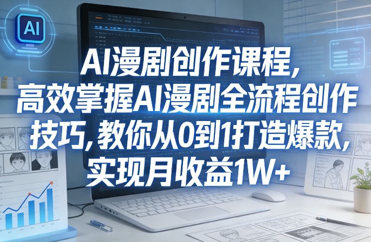 某社群AI漫剧创作课程，高效掌握AI漫剧全流程创作技巧，教你从0到1打造爆款，实现月收益1W+-白蛇网赚