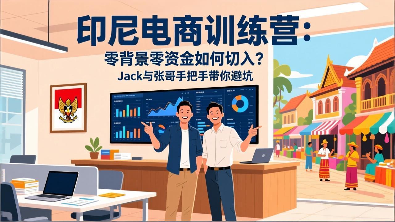 印尼电商训练营：零背景零资金如何切入？Jack与张哥手把手带你避坑-白蛇网赚