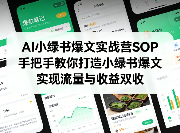 AI小绿书爆文实战营SOP，手把手教你打造小绿书爆文，实现流量与收益双收-白蛇网赚