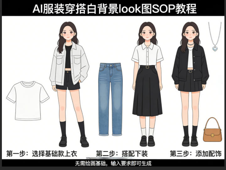 AI服装穿搭白背景look图SOP教程，不用会画画，提几句具体要求，AI就能还你一个奇迹网赚项目-副业赚钱-互联网创业-资源整合青创网