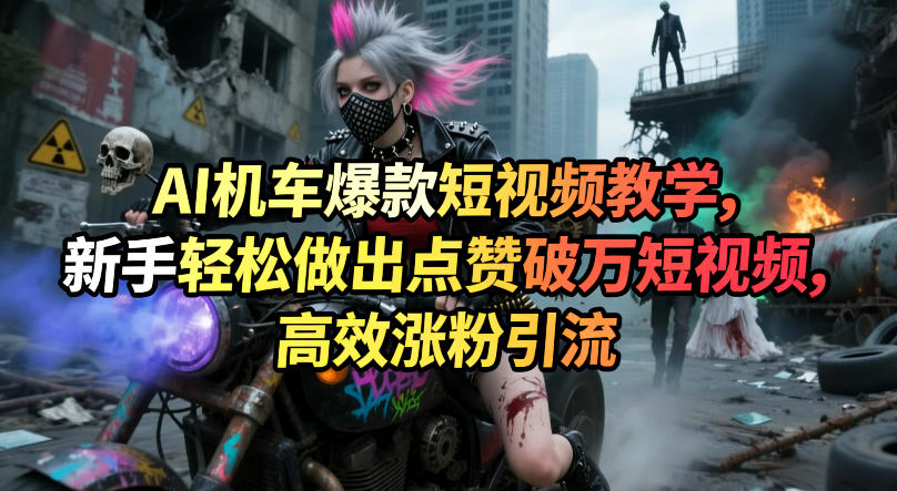 AI机车爆款短视频教学，新手轻松做出点赞破万短视频，高效涨粉引流网赚项目-副业赚钱-互联网创业-资源整合青创网