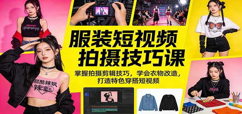 服装短视频拍摄技巧课：掌握拍摄剪辑技巧，学会衣物改造，打造特色穿搭短视频网赚项目-副业赚钱-互联网创业-资源整合青创网