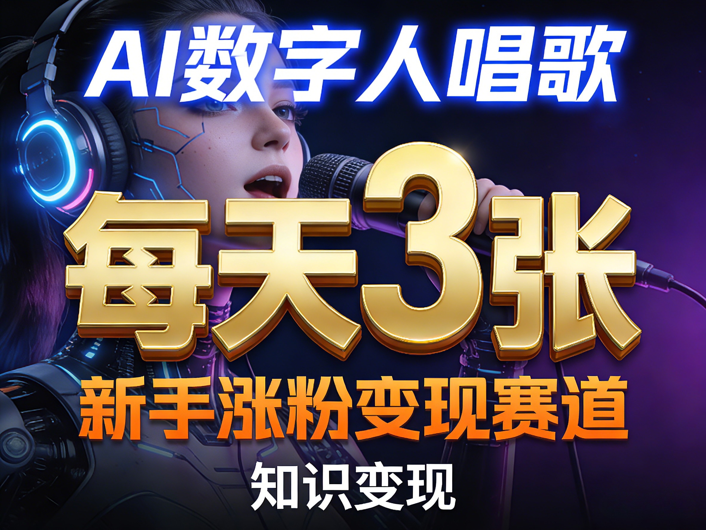 AI数字人唱歌，新手涨粉变现赛道，每天3张和知识付费，副业必备网赚项目-副业赚钱-互联网创业-资源整合青创网