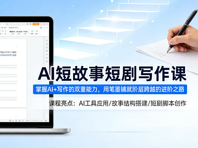 AI短故事短剧写作课，掌握AI+写作的双重能力，用笔墨铺就阶层跨越的进阶之路网赚项目-副业赚钱-互联网创业-资源整合青创网