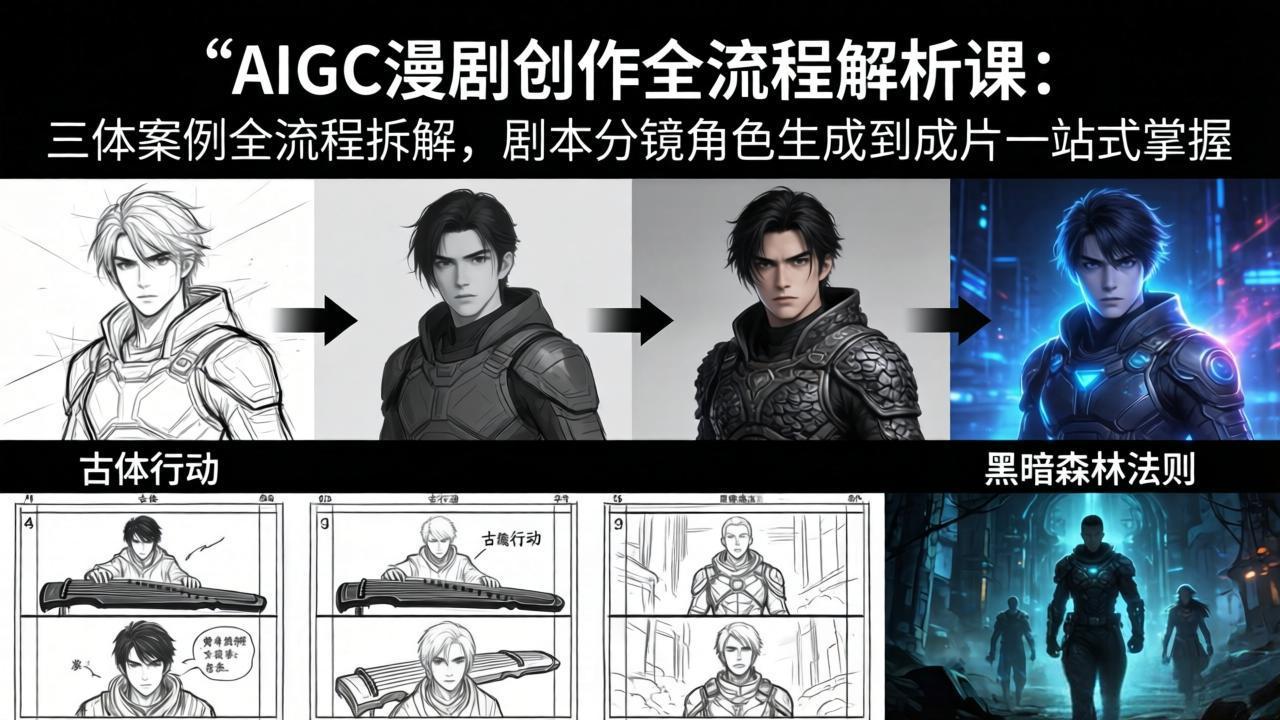 AIGC漫剧创作全流程解析课：三体案例全流程拆解，剧本分镜角色生成到成片一站式掌握网赚项目-副业赚钱-互联网创业-资源整合青创网