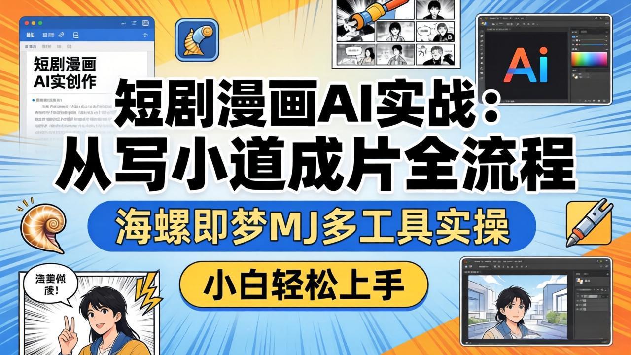 短剧漫画AI实战：从写小说到成片全流程，海螺即梦MJ多工具实操，小白轻松上手网赚项目-副业赚钱-互联网创业-资源整合青创网