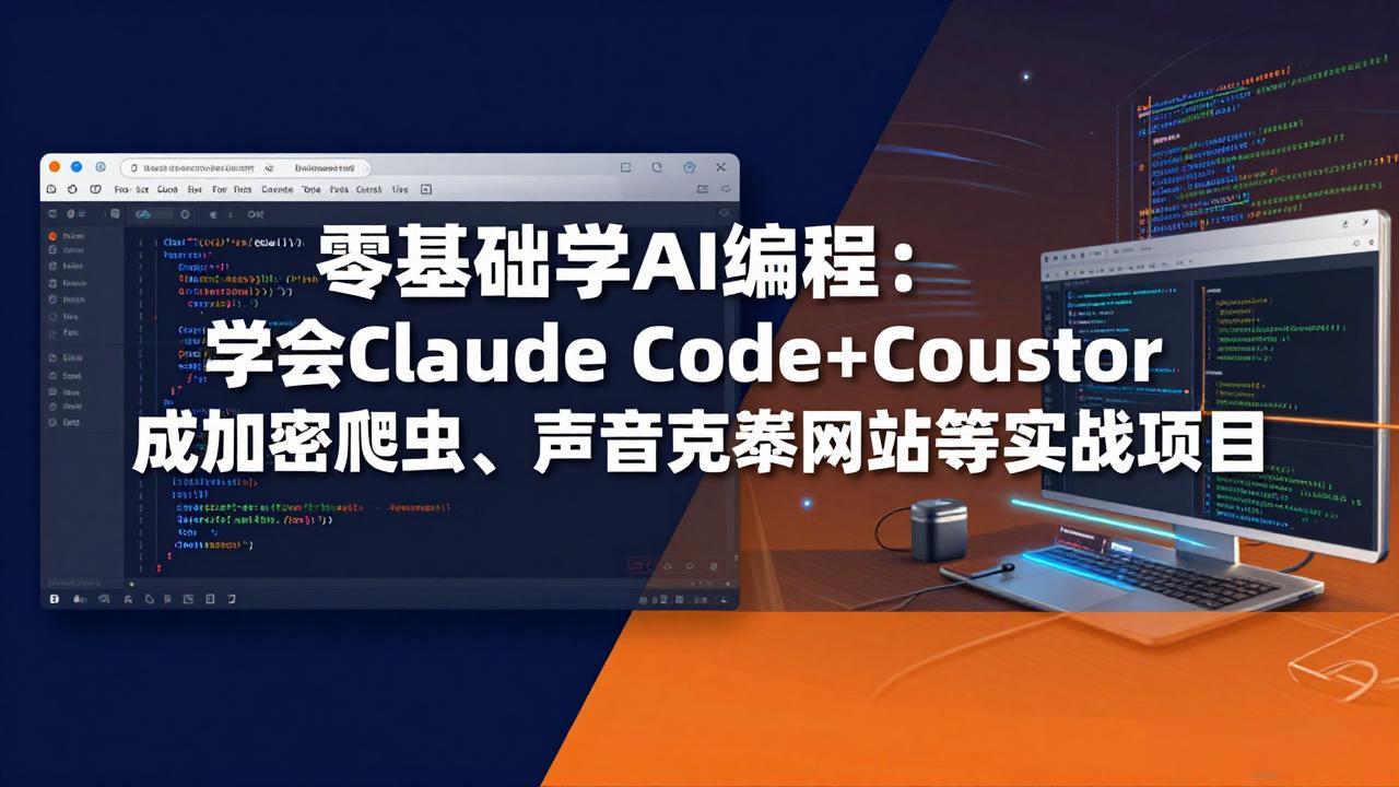 零基础学AI编程：学会Claude Code+Cursor完成加密爬虫、声音克隆网站等实战项目网赚项目-副业赚钱-互联网创业-资源整合青创网