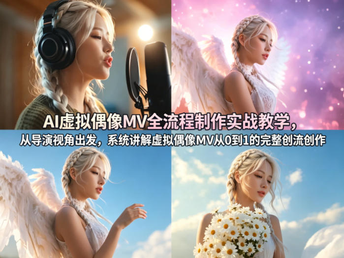 AI虚拟偶像MV全流程制作实战教学，从导演视角出发，系统讲解虚拟偶像MV从0到1的完整创作流程网赚项目-副业赚钱-互联网创业-资源整合青创网