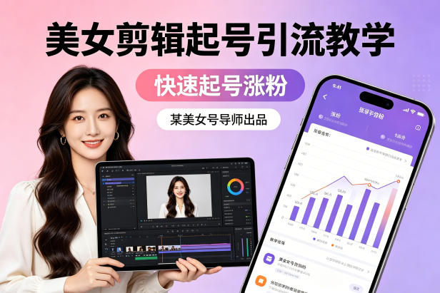 某美女号导师出品：美女剪辑起号引流教学，快速起号涨粉网赚项目-副业赚钱-互联网创业-资源整合青创网