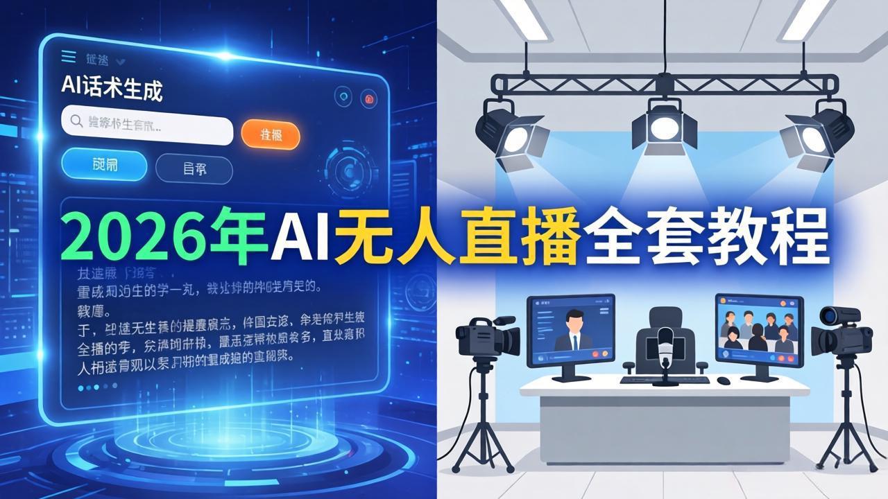 2026年AI无人直播全套教程：OBS安装+软件配置+直播间搭建+话术生成+一键开播实操网赚项目-副业赚钱-互联网创业-资源整合青创网