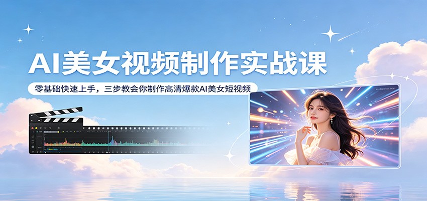 AI美女视频制作实战课：零基础快速上手，三步教会你制作高清爆款AI美女短视频网赚项目-副业赚钱-互联网创业-资源整合青创网