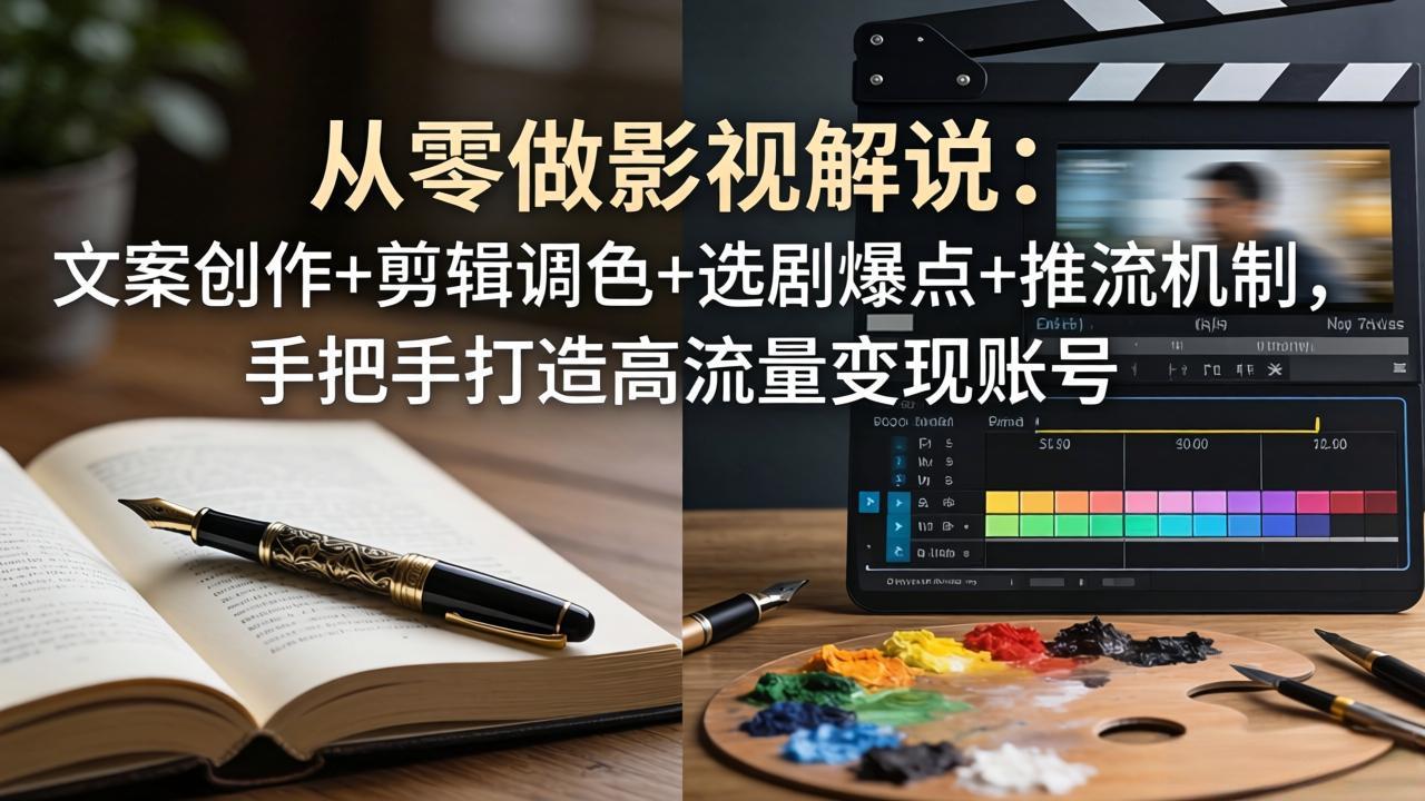 从零做影视解说：文案创作+剪辑调色+选剧爆点+推流机制，手把手打造高流量变现账号网赚项目-副业赚钱-互联网创业-资源整合青创网