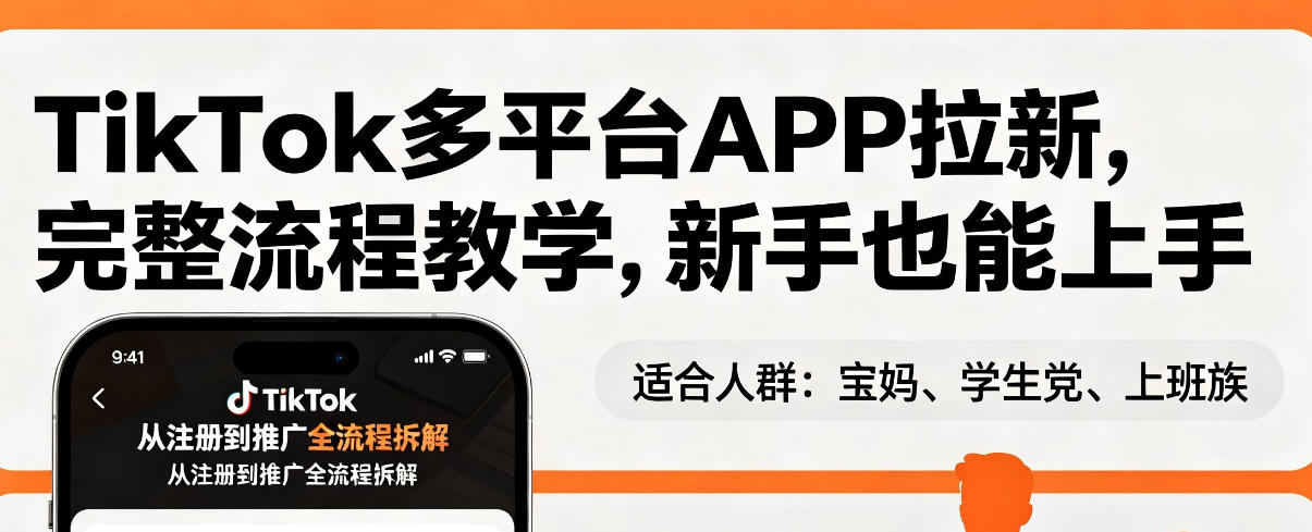 TikTok多平台APP拉新，完整流程教学，新手也能上手，轻松出海搞美金网赚项目-副业赚钱-互联网创业-资源整合青创网