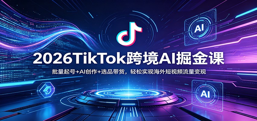 2026TikTok跨境AI掘金课：批量起号+AI创作+选品带货，轻松实现海外短视频流量变现网赚项目-副业赚钱-互联网创业-资源整合青创网