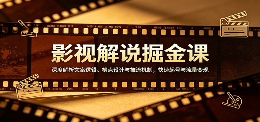 影视解说掘金课：深度解析文案逻辑、槽点设计与推流机制，快速起号与流量变现网赚项目-副业赚钱-互联网创业-资源整合青创网