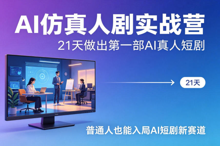 AI仿真人剧实战营，21天做出第一部AI真人短剧，普通人也能入局AI短剧新赛道网赚项目-副业赚钱-互联网创业-资源整合青创网