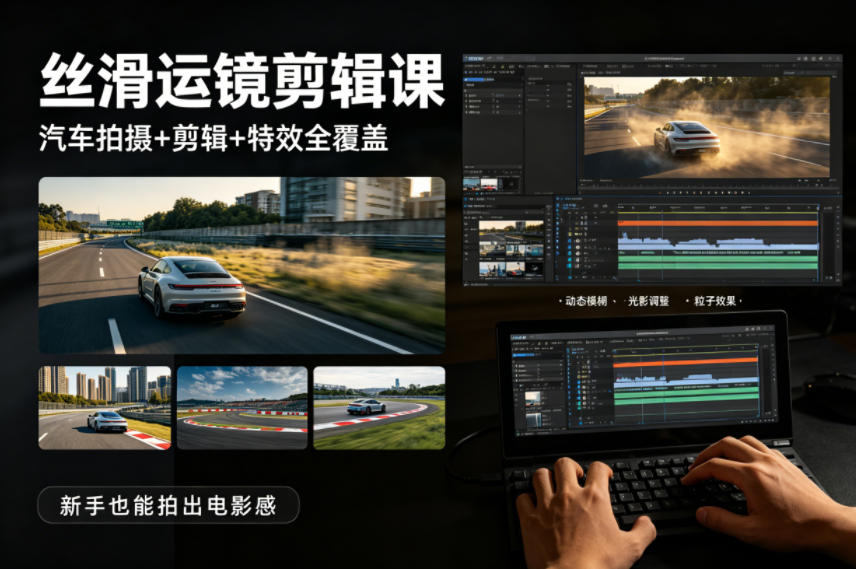 大叔丝滑运镜剪辑课，汽车拍摄+剪辑+特效全覆盖，新手也能拍出电影感网赚项目-副业赚钱-互联网创业-资源整合青创网