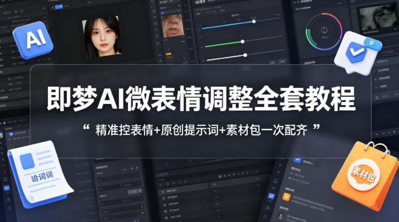 即梦AI微表情调整全套教程，精准控表情+原创提示词+素材包一次配齐网赚项目-副业赚钱-互联网创业-资源整合青创网