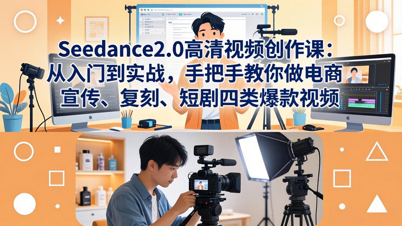 Seedance2.0高清视频创作课：从入门到实战，手把手教你做电商、宣传、复刻、短剧四类爆款视频网赚项目-副业赚钱-互联网创业-资源整合青创网