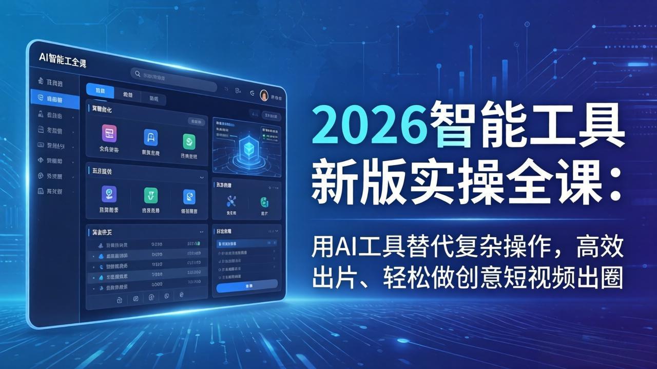 2026智能工具新版实操全课:用AI工具替代复杂操作,高效出片、轻松做创意短视频出圈网赚项目-副业赚钱-互联网创业-资源整合青创网
