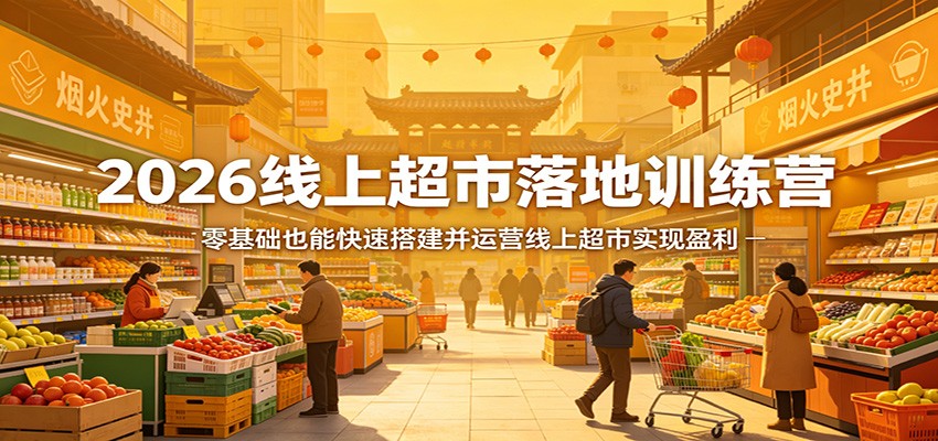2026线上超市落地训练营，零基础也能快速搭建并运营线上超市实现盈利网赚项目-副业赚钱-互联网创业-资源整合青创网