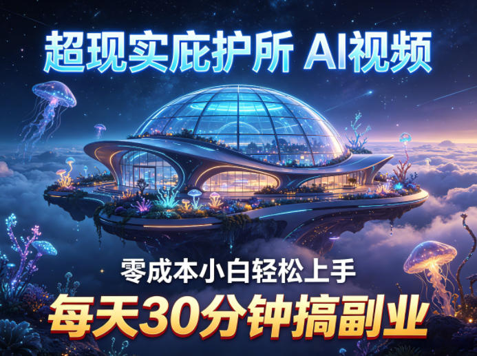 超现实庇护所AI视频项目拆解，零成本小白轻松上手，每天30分钟搞副业网赚项目-副业赚钱-互联网创业-资源整合青创网