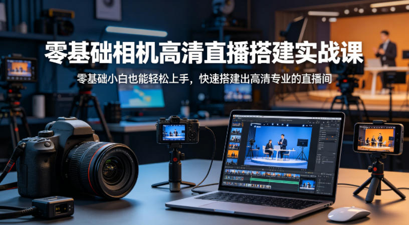 零基础相机高清直播间搭建实战课，小白也能轻松上手，快速搭建出高清专业的直播间网赚项目-副业赚钱-互联网创业-资源整合青创网
