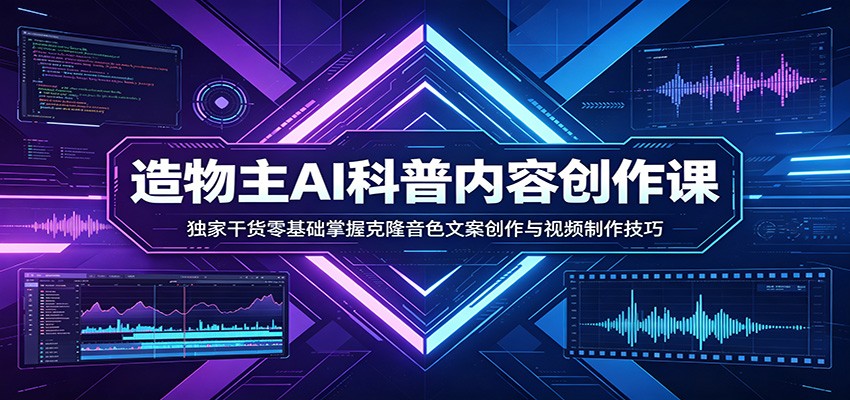 AI科普内容创作课：独家干货零基础掌握克隆音色文案创作与视频制作技巧网赚项目-副业赚钱-互联网创业-资源整合青创网