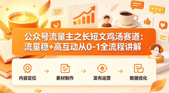 公众号流量主之长短文鸡汤赛道，流量稳+高互动，从0-1全流程讲解网赚项目-副业赚钱-互联网创业-资源整合青创网
