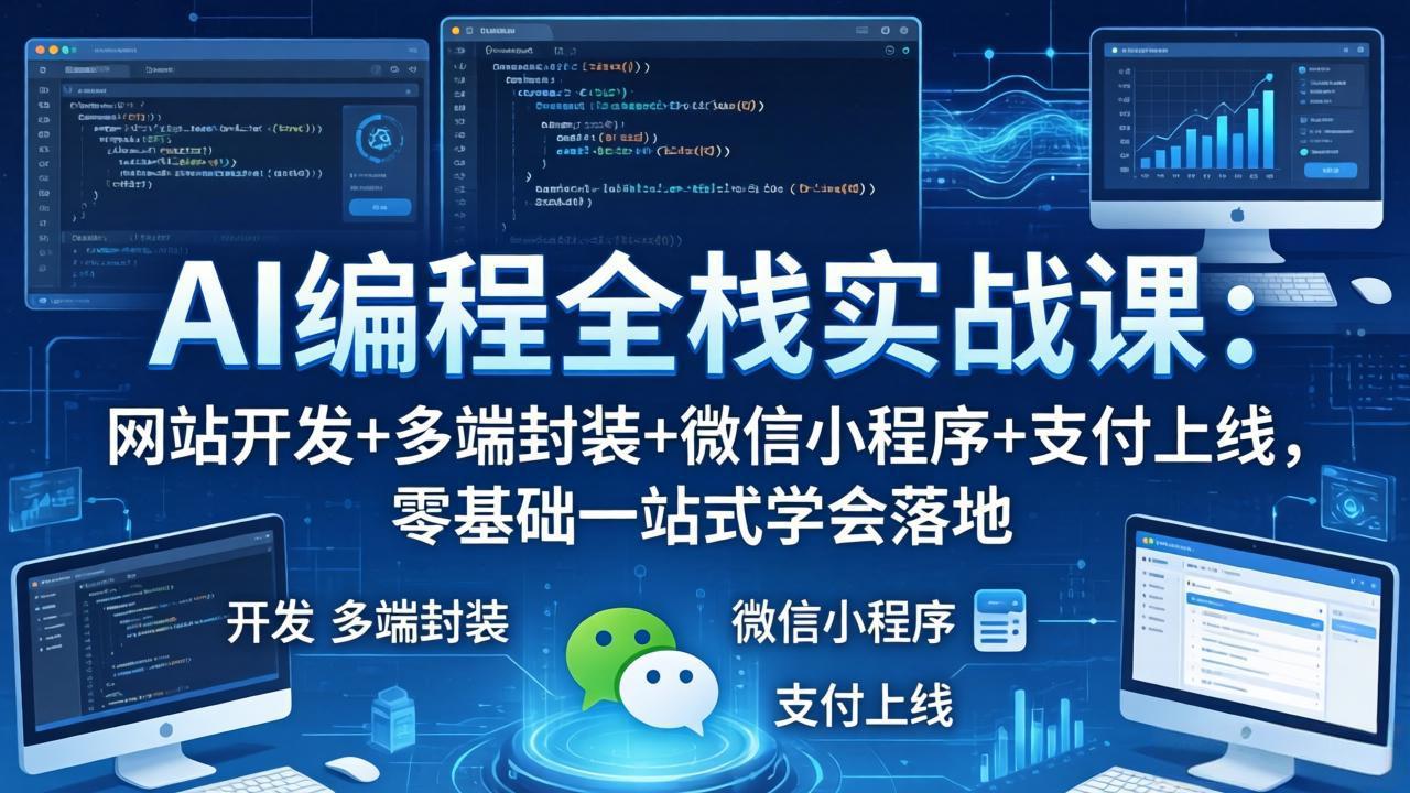 AI编程全栈实战课：网站开发+多端封装+微信小程序+支付上线，零基础一站式学会落地-白蛇网