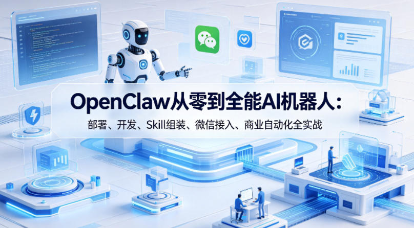 OpenClaw从零到全能AI机器人：部署、开发、Skill组装、微信接入、商业自动化全实战-白蛇网