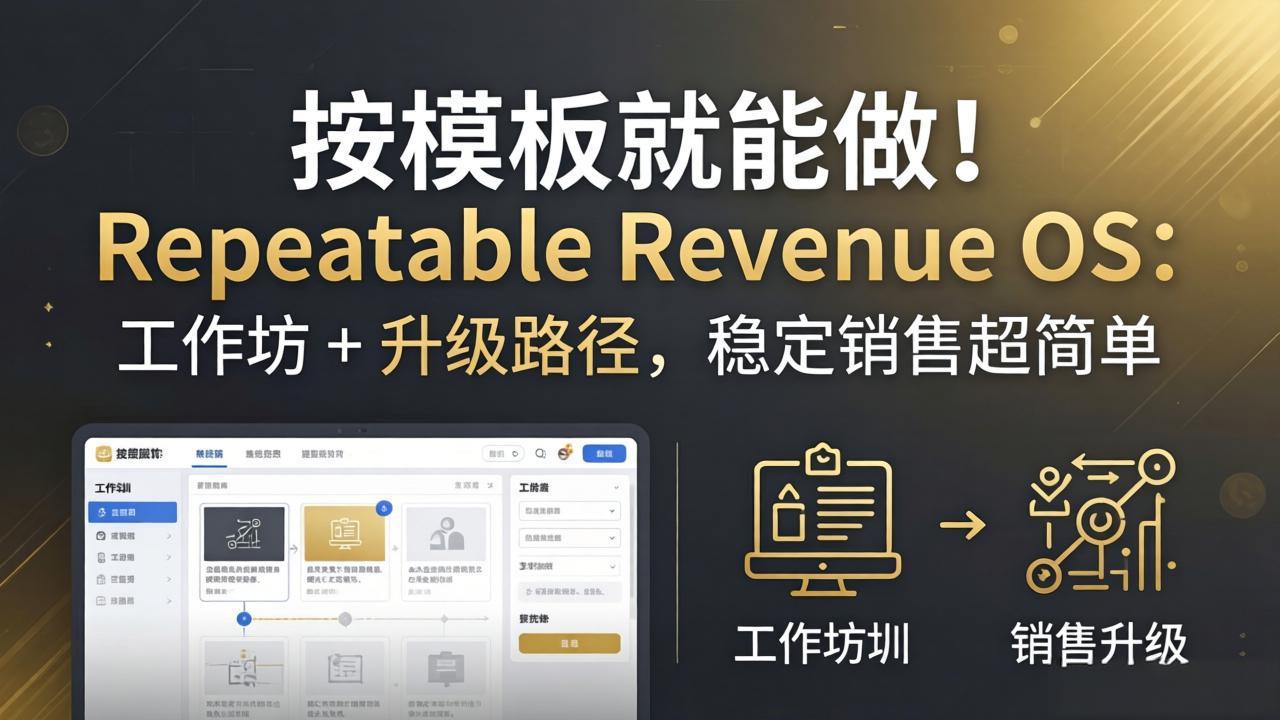 按模板就能做！Repeatable Revenue OS：工作坊 + 升级路径，稳定销售超简单-白蛇网