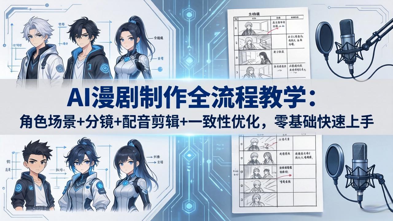 AI漫剧制作全流程教学：角色场景+分镜+配音剪辑+一致性优化，零基础快速上手-白蛇网