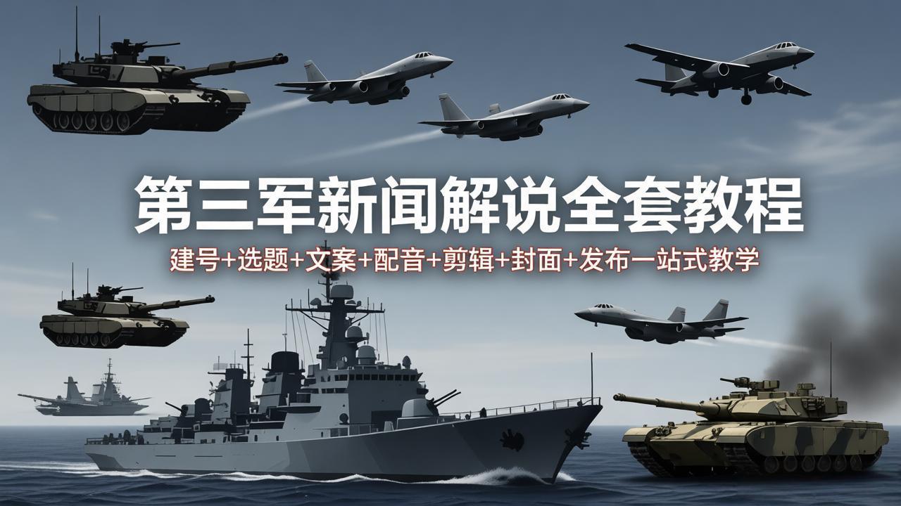 第三军迷新闻解说全套教程：建号+选题+文案+配音+剪辑+封面+发布一站式教学-白蛇网