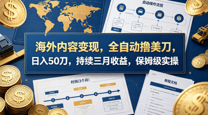 海外内容变现，全自动撸美刀，日入50刀，持续三月收益，保姆级实操【揭秘】-白蛇网