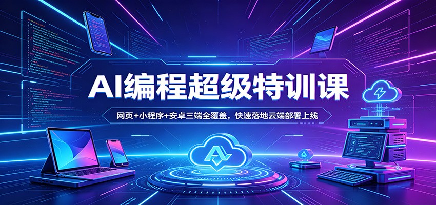 AI编程超级特训课：网页+小程序+安卓三端全覆盖，快速落地云端部署上线-白蛇网