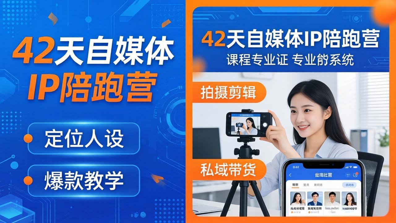 42天自媒体IP陪跑营-26年4月19更新：定位人设爆款全教学，拍摄剪辑私域带货一站式落地网赚项目-副业赚钱-互联网创业-资源整合青创网