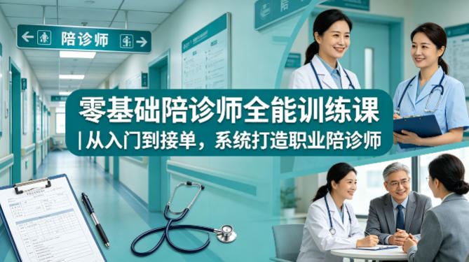 零基础陪诊师全能训练课｜从入门到接单，系统打造职业陪诊师网赚项目-副业赚钱-互联网创业-资源整合青创网