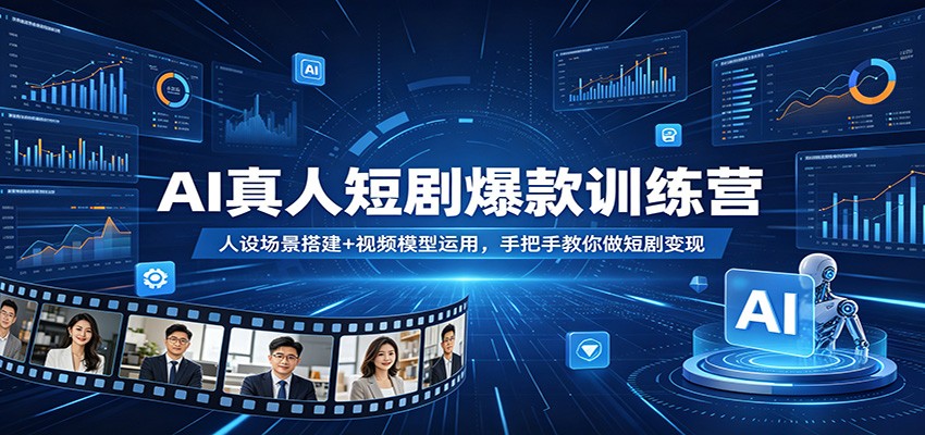 AI真人短剧爆款训练营：人设场景搭建+视频模型运用，手把手教你做短剧变现网赚项目-副业赚钱-互联网创业-资源整合青创网