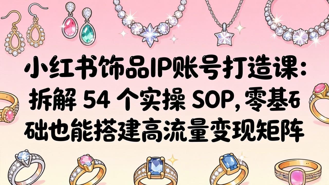 小红书饰品IP账号打造课：拆解 54 个实操 SOP，零基础也能搭建高流量变现矩阵-白蛇网
