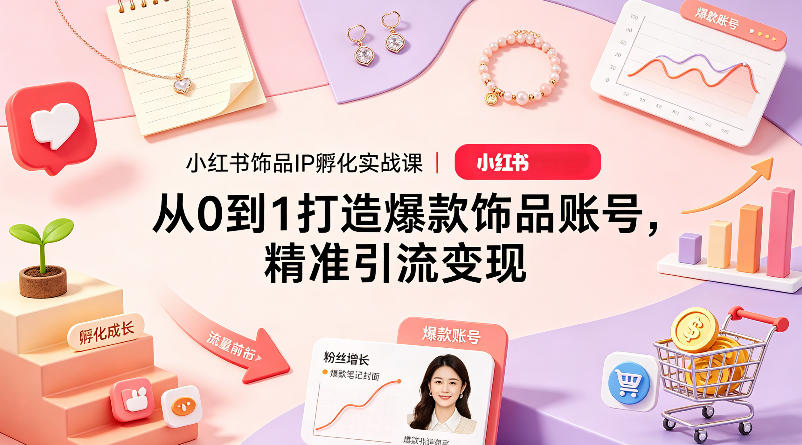 小红书饰品IP孵化实战课｜从0到1打造爆款饰品账号，精准引流变现-白蛇网