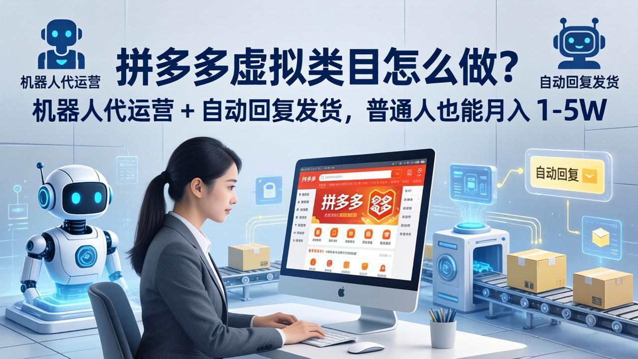 拼多多虚拟类目怎么做？机器人代运营 + 自动回复发货，普通人也能月入 1-5W网赚项目-副业赚钱-互联网创业-资源整合青创网