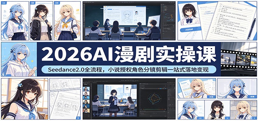 2026AI漫剧实操课：Seedance2.0全流程，小说授权角色分镜剪辑一站式落地变现网赚项目-副业赚钱-互联网创业-资源整合青创网