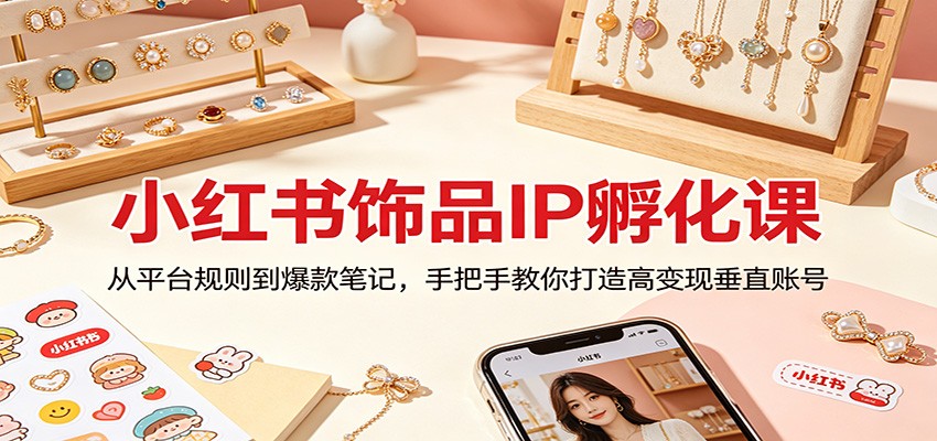 小红书饰品IP孵化课：从平台规则到爆款笔记，手把手教你打造高变现垂直账号-白蛇网