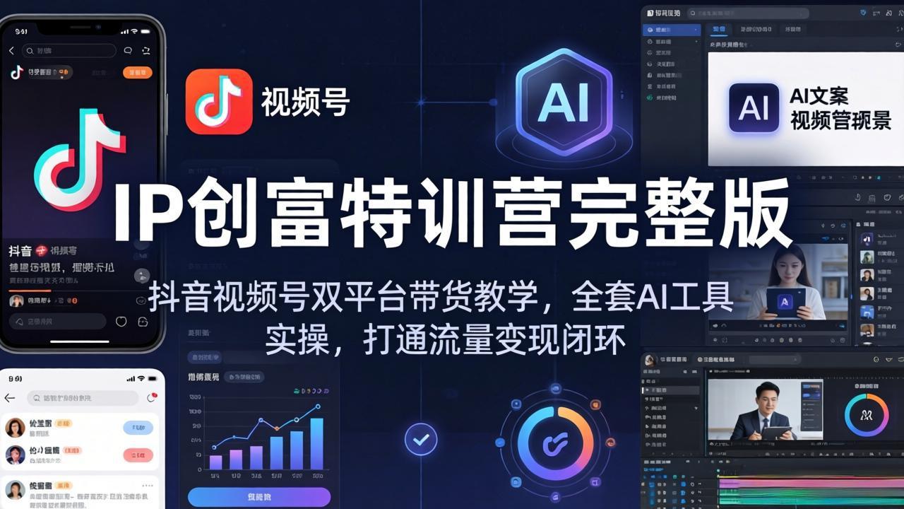 IP创富特训营完整版：抖音视频号双平台带货教学，全套AI工具实操，打通流量变现闭环网赚项目-副业赚钱-互联网创业-资源整合青创网
