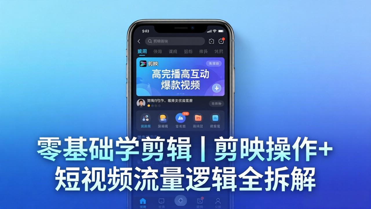 【零基础学剪辑】剪映操作+短视频流量逻辑全拆解｜手把手教你剪出高完播高互动爆款视频网赚项目-副业赚钱-互联网创业-资源整合青创网