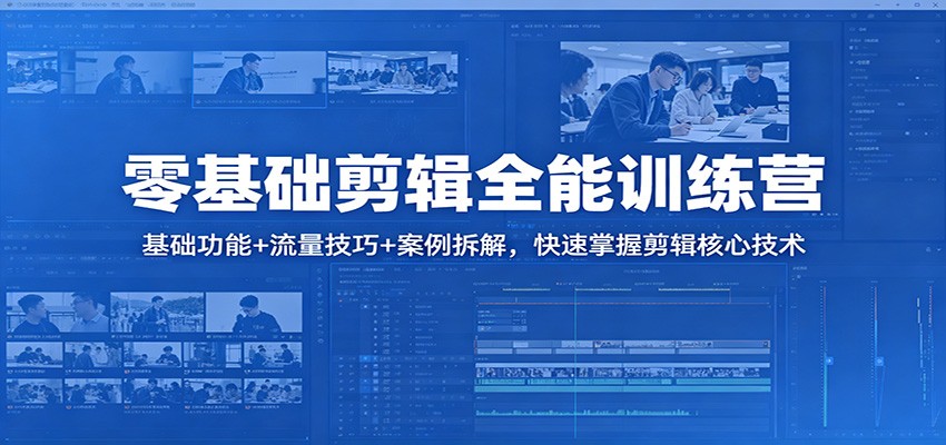 零基础剪辑全能训练营：基础功能+流量技巧+案例拆解，快速掌握剪辑核心技术-白蛇网